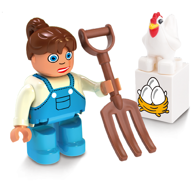Bäuerin mit Huhn