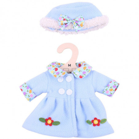 Puppenkleidung - Mantel und Mütze Blau 30-35 cm