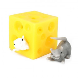 Antistress - Dehnbarer Hüpf-Käse mit 2 Mäusen