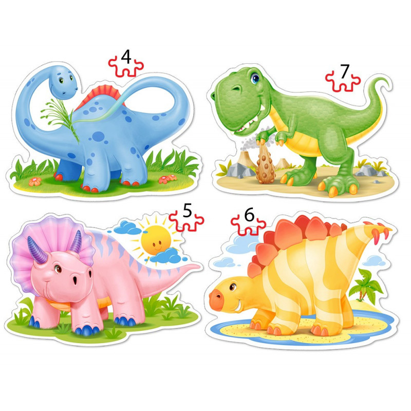 4er Set Puzzle, Baby Dinosaurier