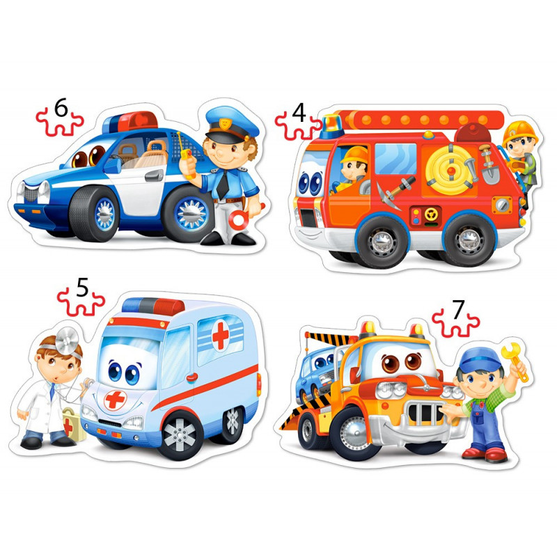 4 Kinderpuzzle - Rettungsdienst 4-7 Teile