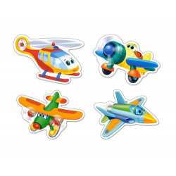 4 Puzzle für Kinder - Lustige Flugzeuge