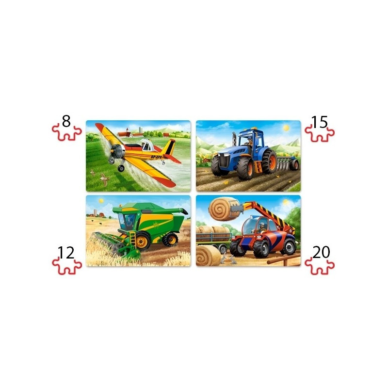 4 Kinderpuzzle - Landmaschinen 8-20 Teile