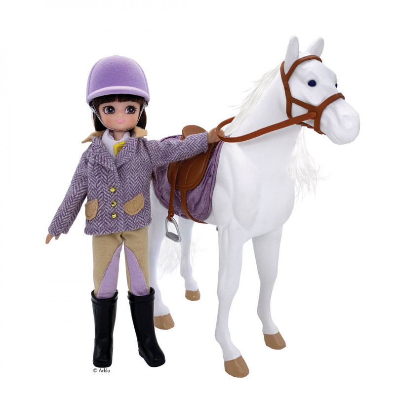 Puppe Lottie - Reiterin mit weißem Pferd