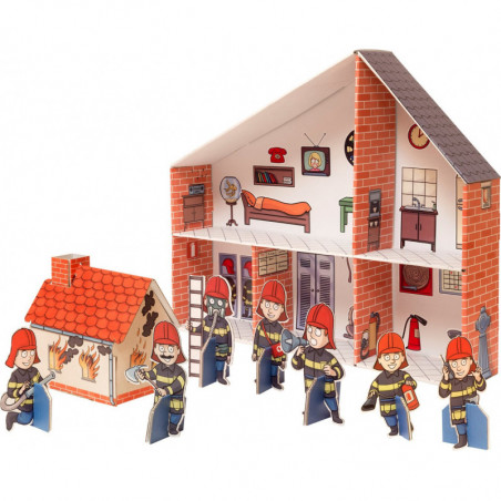 Puppenhaus Feuerwehr aus Pappe
